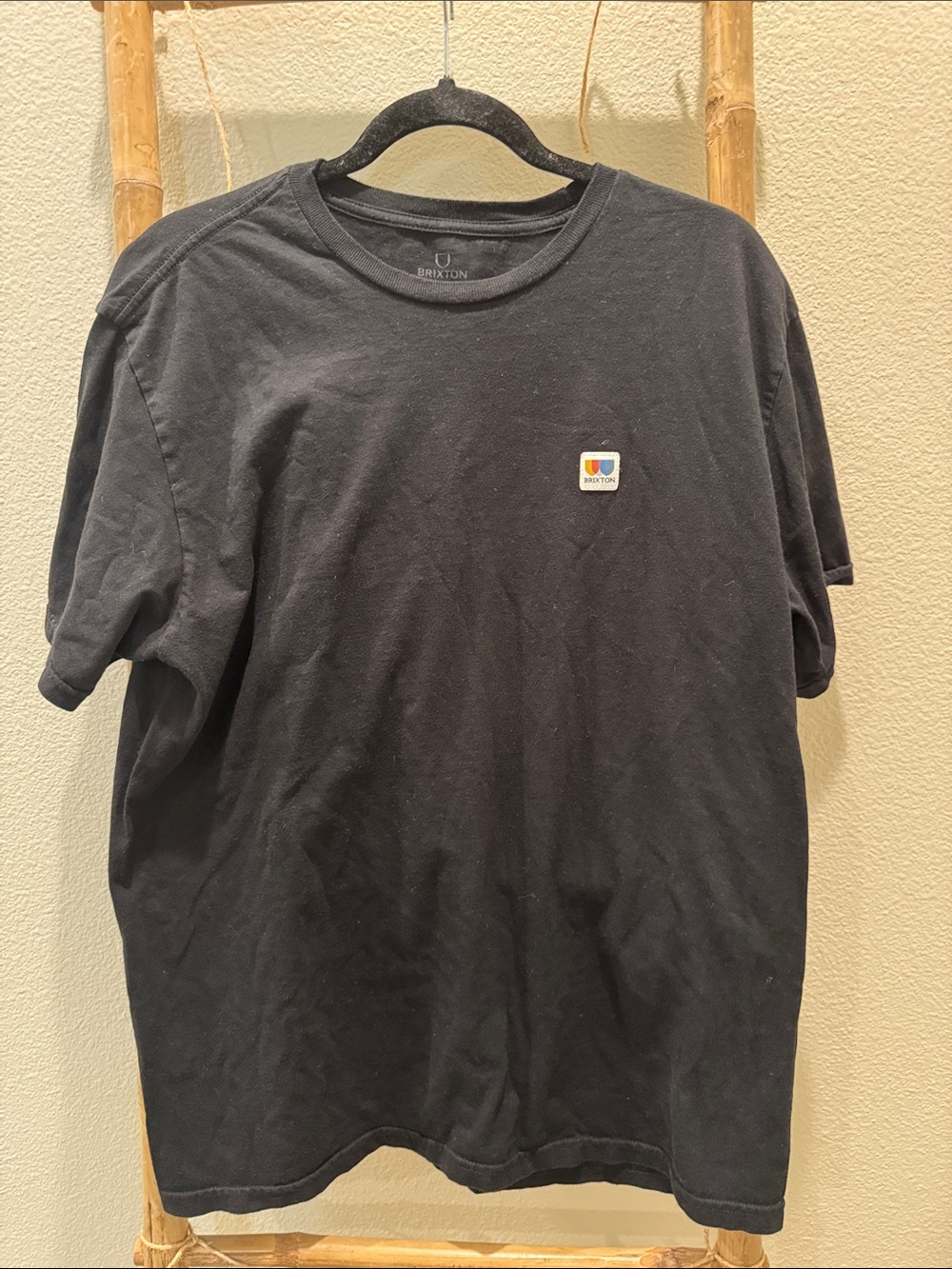 Brixton Black Short-Sleeve Crew Tee with Small Multicolor Patch